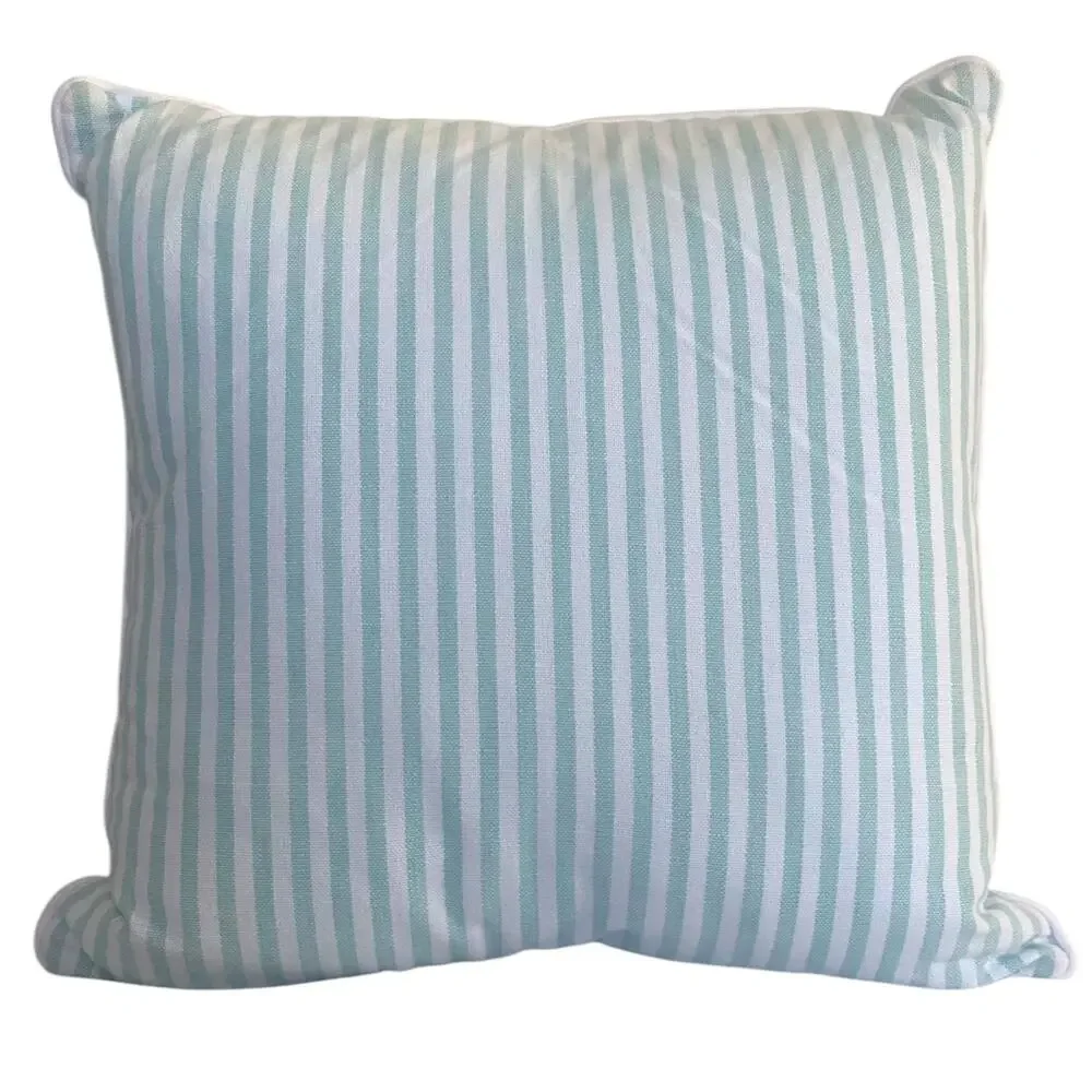 Snuggle Bunny White and Teal Striped Accent Pillow Spring Easter 18